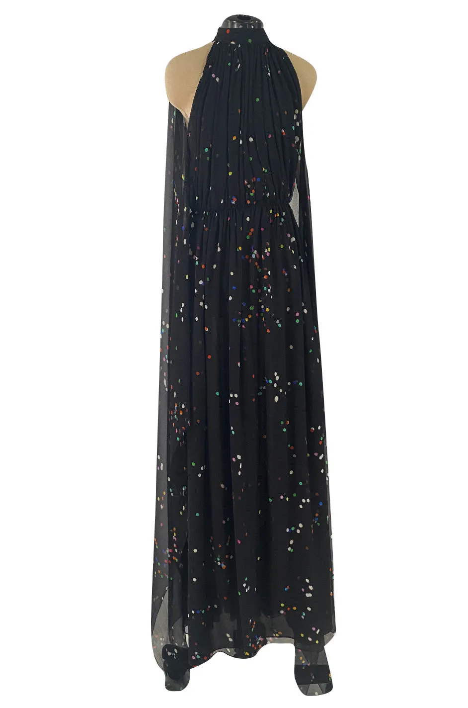 Resort 2014 Givenchy by Riccardo Tisci Backless & Caped Panel Silk Chiffon Dotted Confetti Print Dress