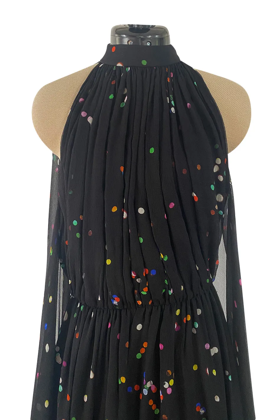 Resort 2014 Givenchy by Riccardo Tisci Backless & Caped Panel Silk Chiffon Dotted Confetti Print Dress