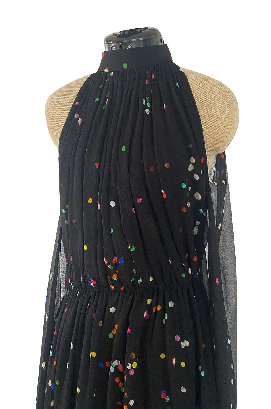 Resort 2014 Givenchy by Riccardo Tisci Backless & Caped Panel Silk Chiffon Dotted Confetti Print Dress