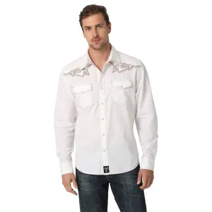 Rock 47 by Wrangler Men's Long Sleeve Shirt White / Cream Stitching