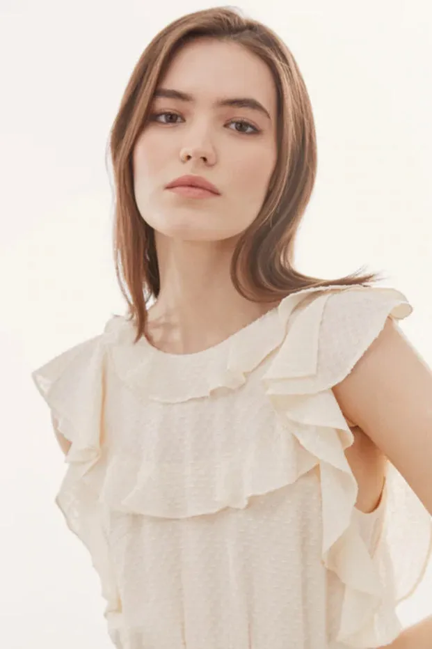 ROXANA RUFFLED SLEEVELESS DRESS
