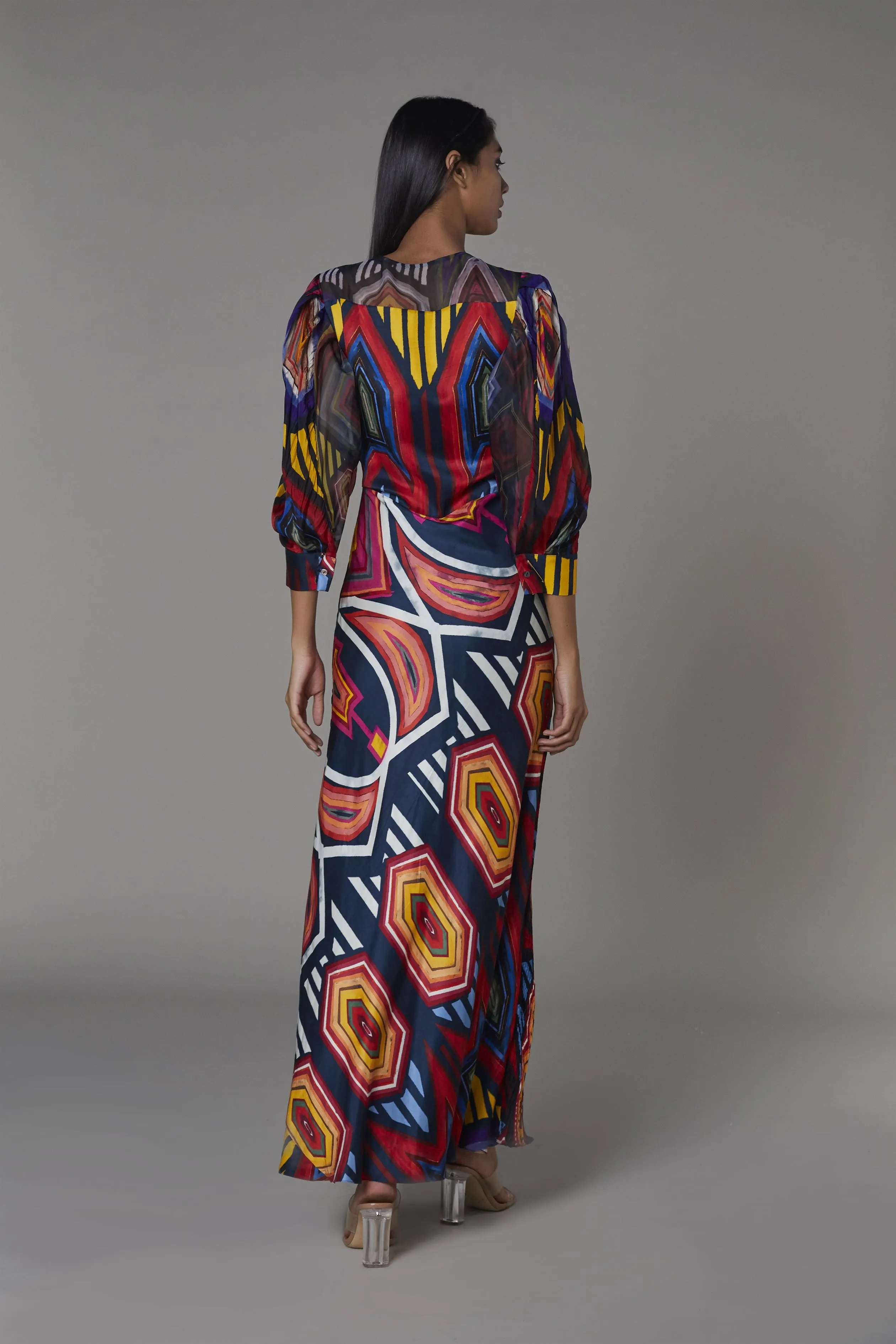 Saaksha & KinniÂ    I   Afghani circle and heart knot front dress Satin / Chiffon Multi SS22128
