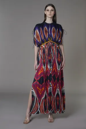 Saaksha & KinniÂ   I   Afghani hearts and circle print kaftan dress Cotton Silk Multi SS22049