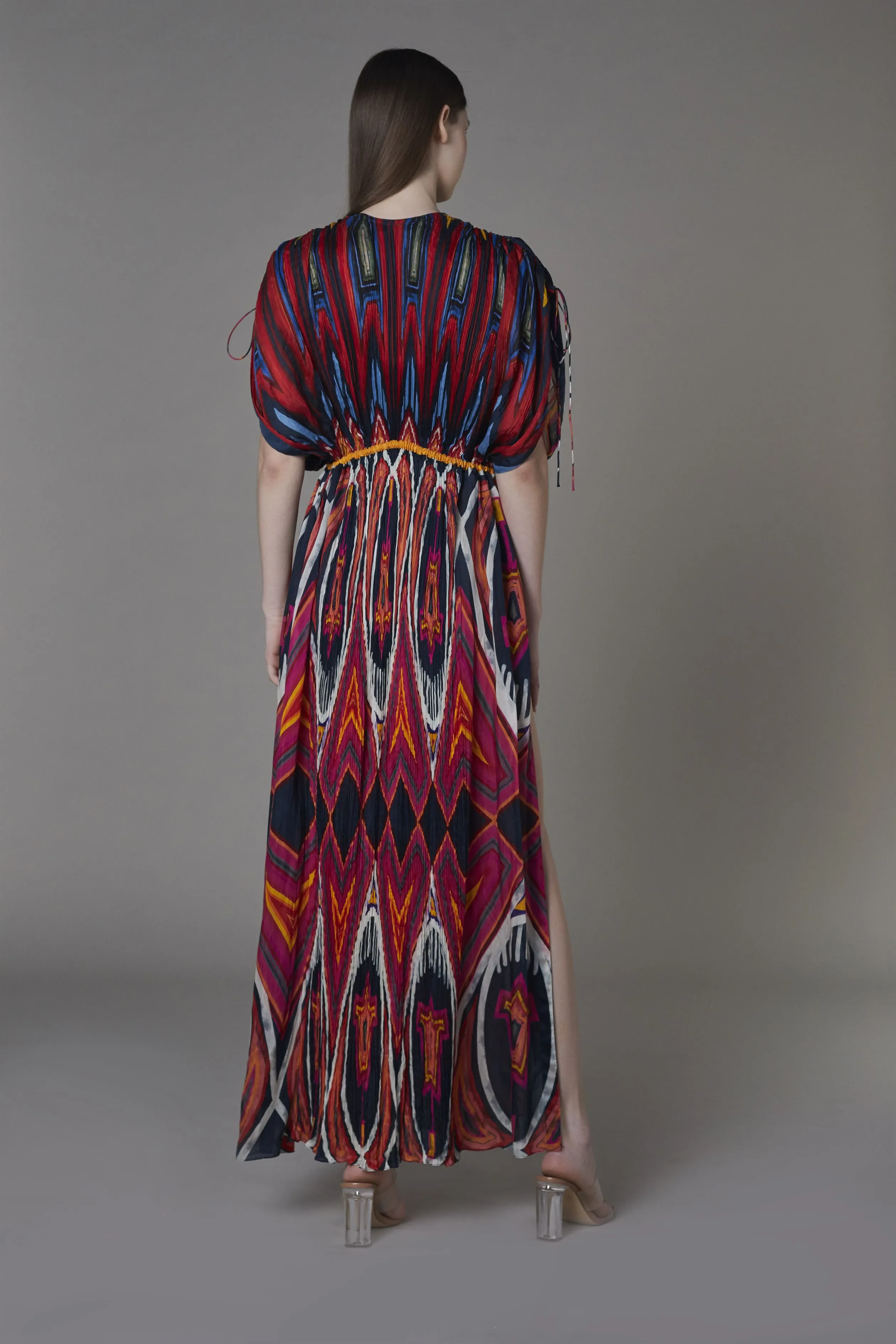 Saaksha & KinniÂ   I   Afghani hearts and circle print kaftan dress Cotton Silk Multi SS22049