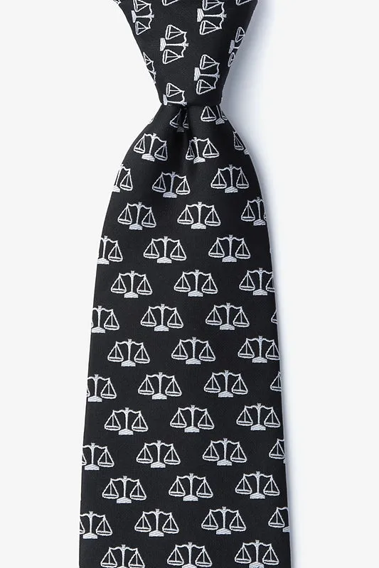 Scales of Justice Black Silk Tie - Item #H0105