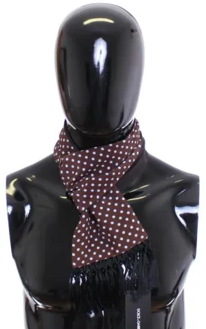 Scarf Men's Brown Polka Dotted Virgin Wool