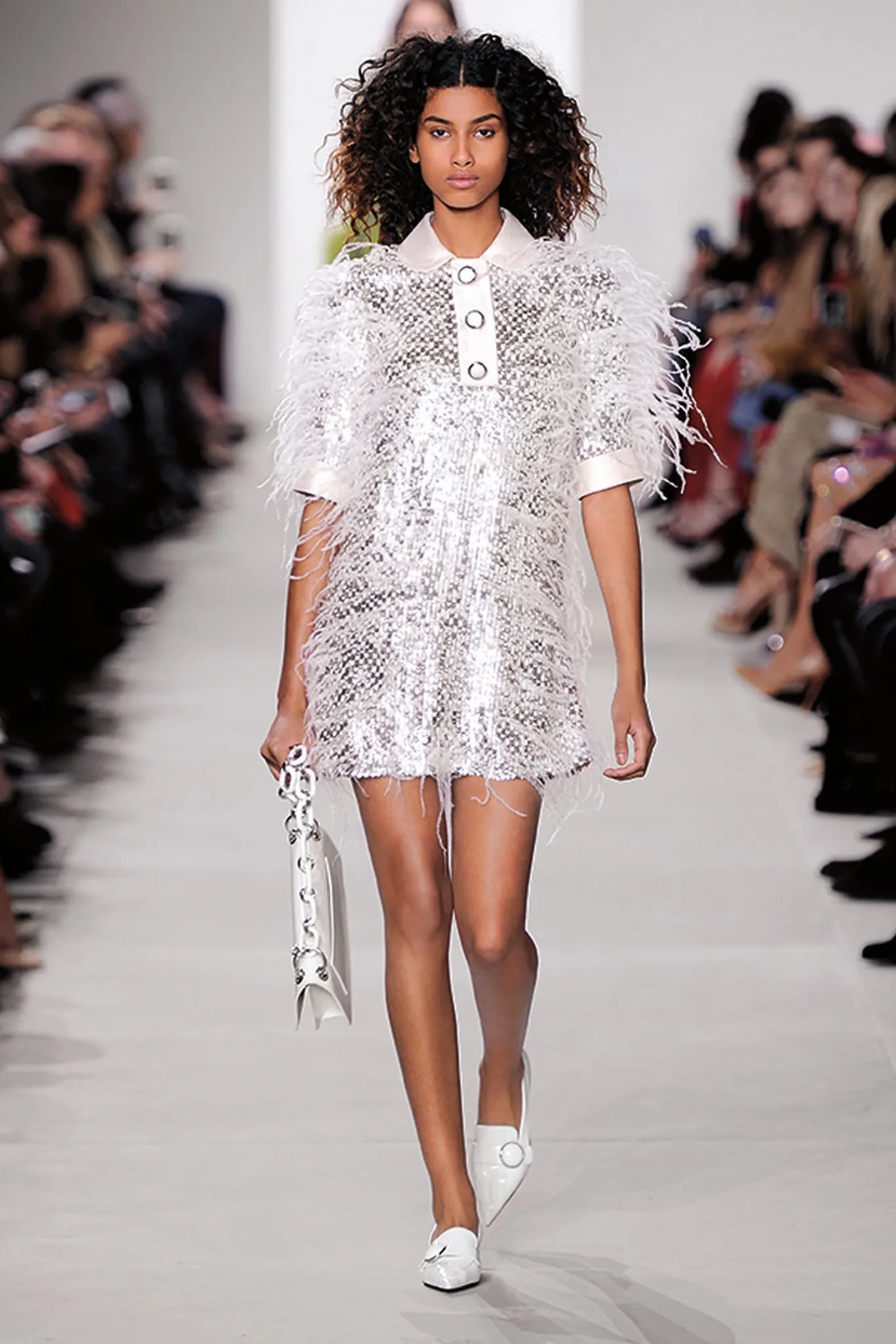 Sequined Feather Shift Dress