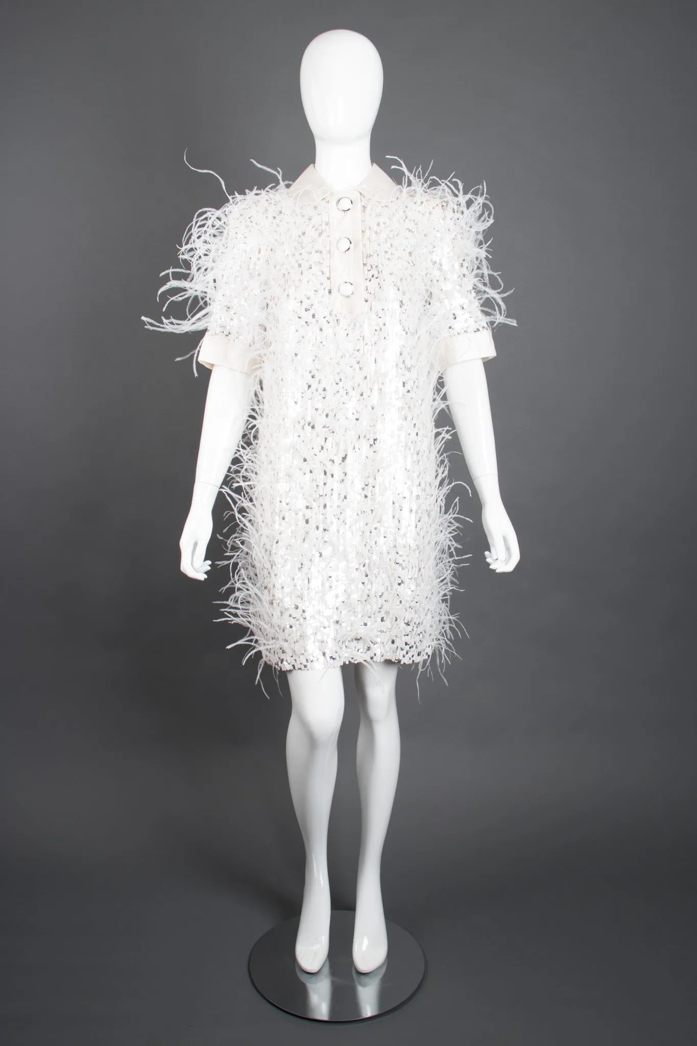 Sequined Feather Shift Dress