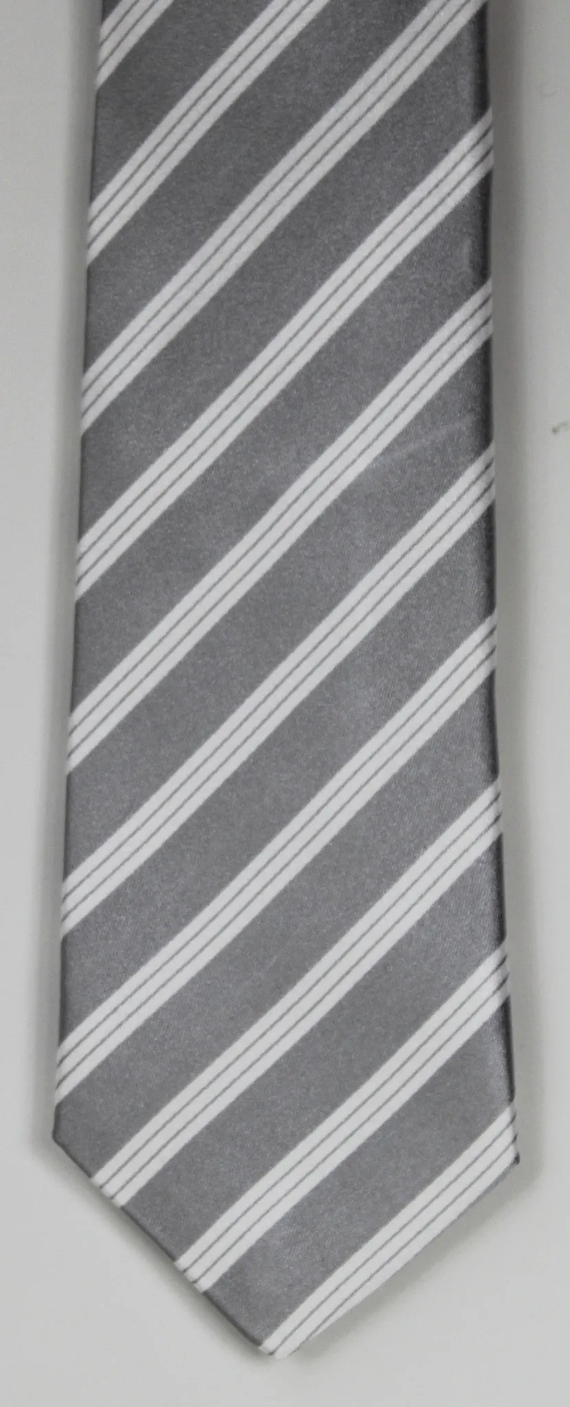 SERICA SILK GREY/WHITE STRIPE TIE