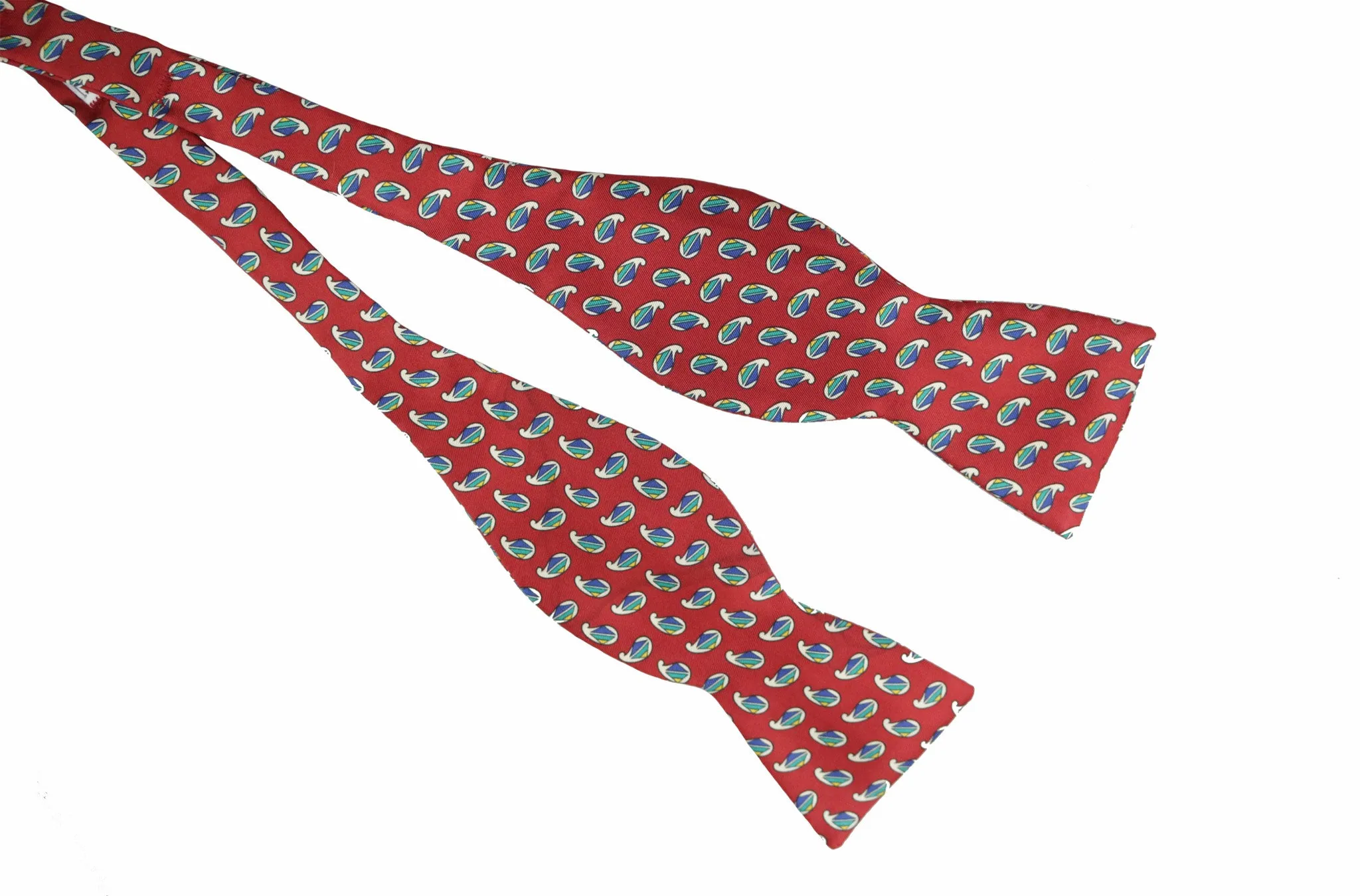Silk Red-Burgundy Paisley Bow Tie