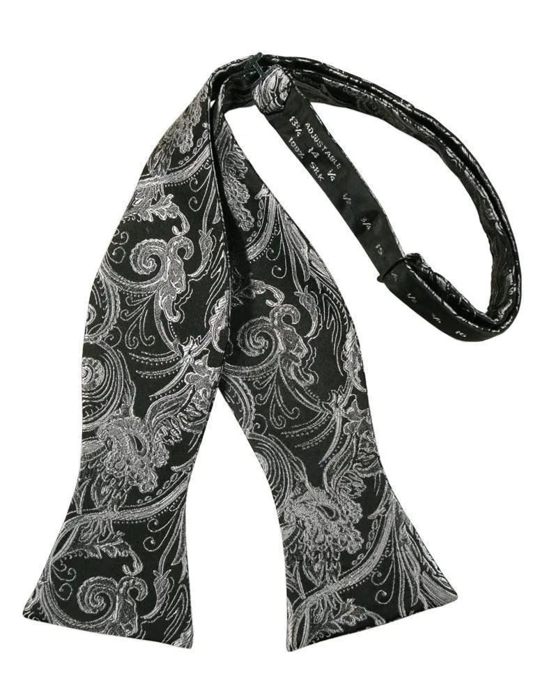 Silver Paisley Silk Bow Tie