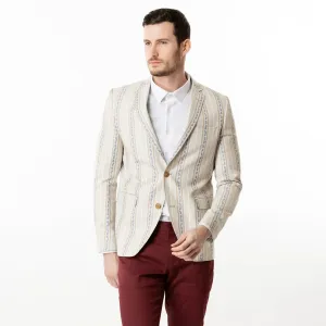 Slim Fit Blazer Cream And White Patterned