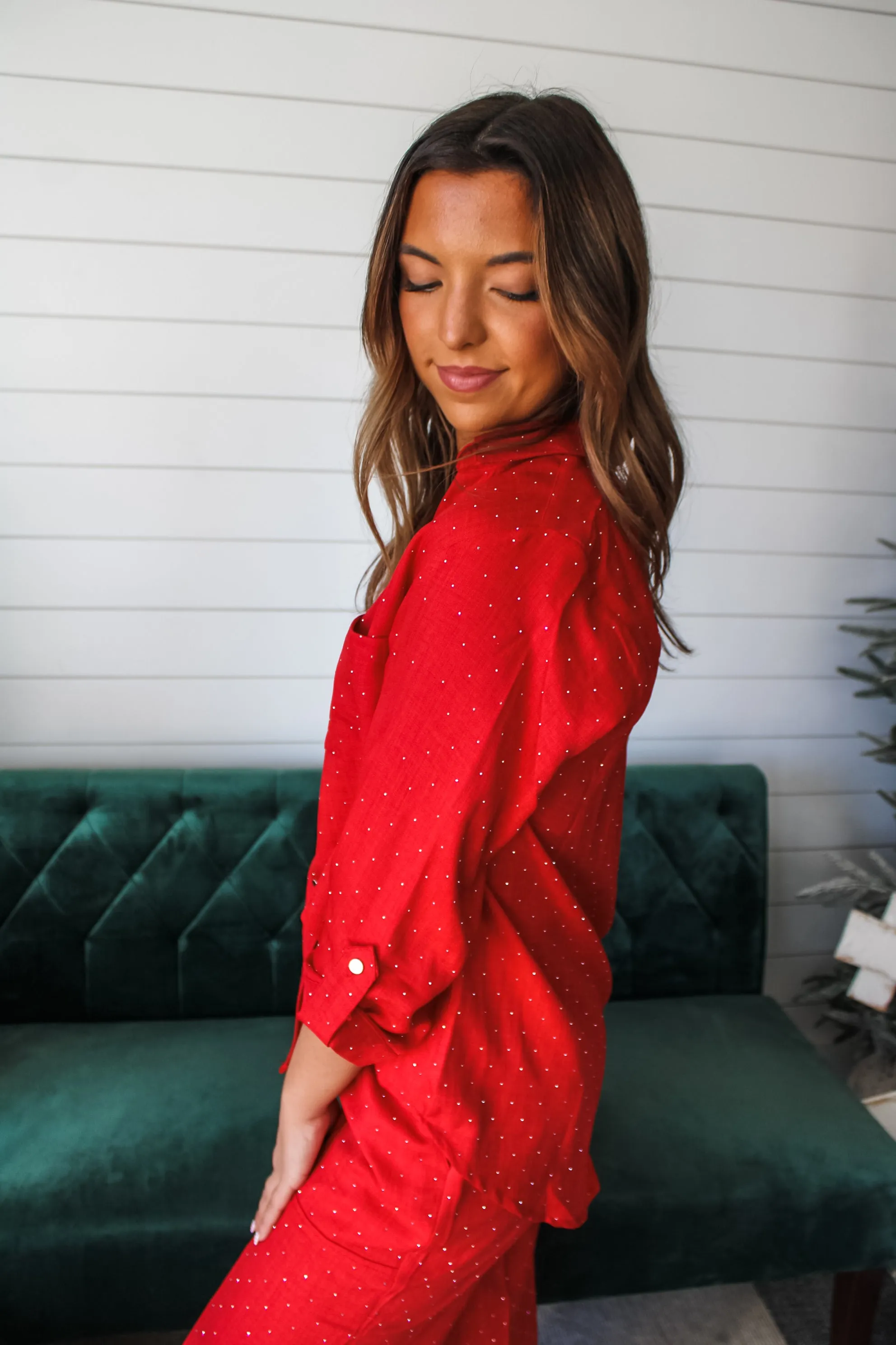 Sophisticated Sparkle Top • Red - FINAL SALE