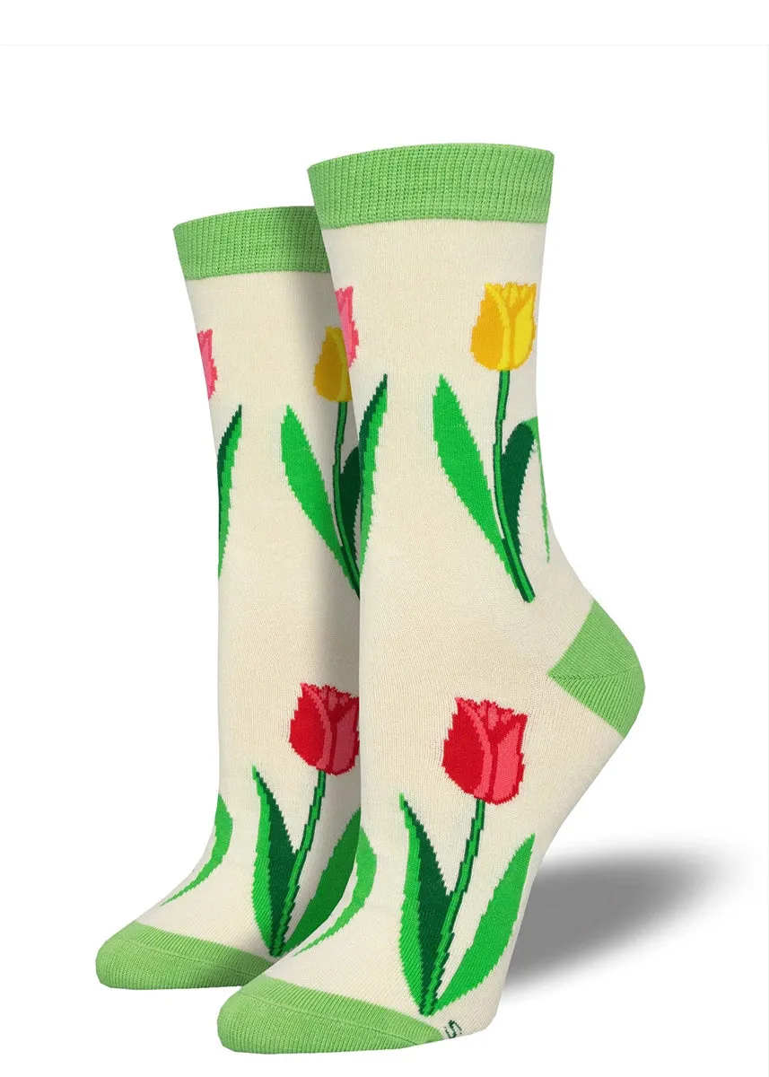 Spring Tulips Women's Bamboo Socks