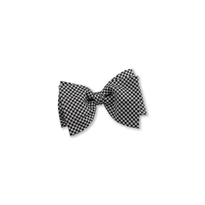 Stenstroms Black/White Houndstooth Silk Bow Tie, Pre-Tied