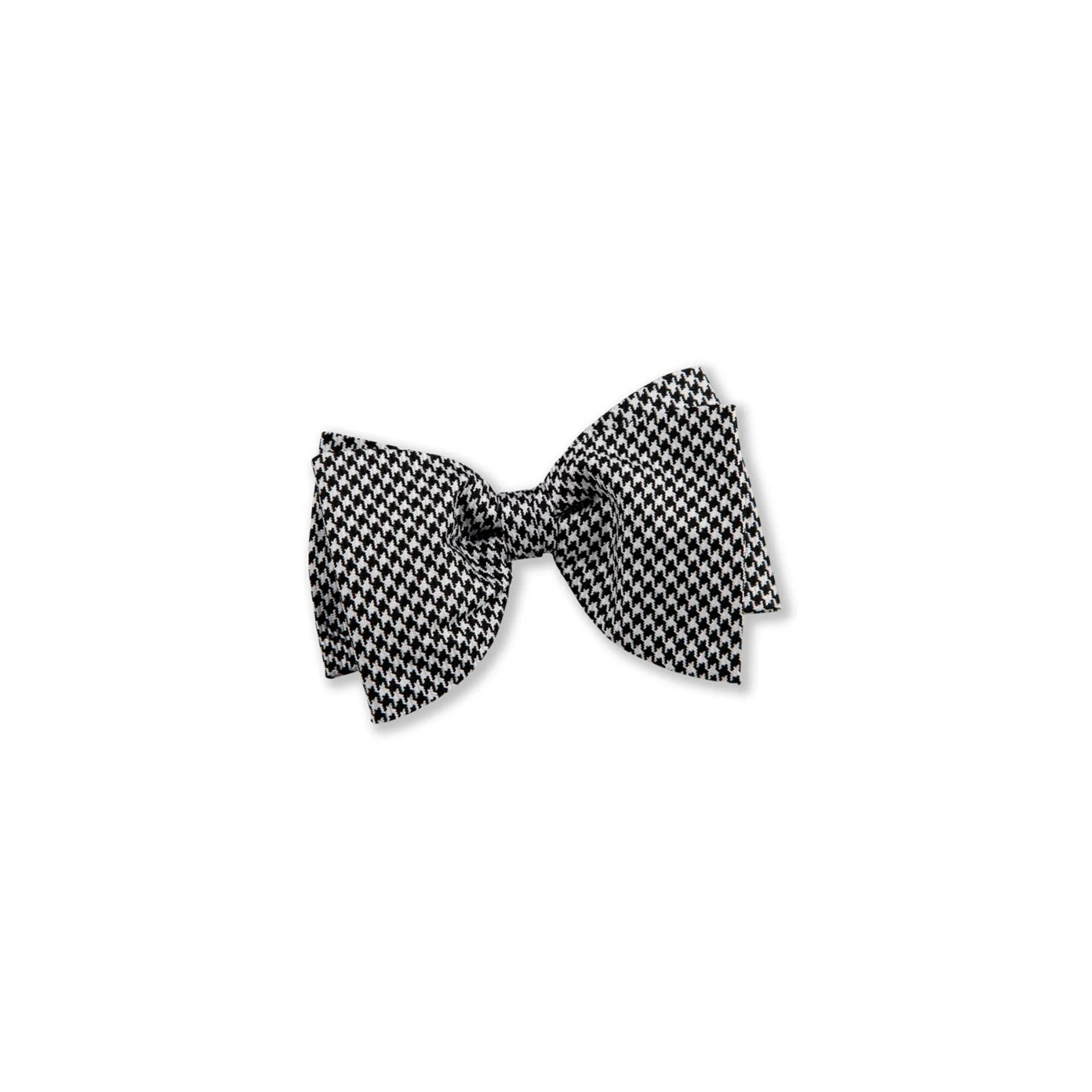 Stenstroms Black/White Houndstooth Silk Bow Tie, Pre-Tied
