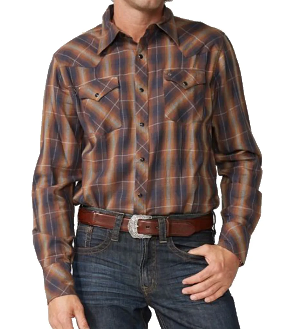 Stetson© Men's Original Rugged Snap Front Western Shirt In Marled Plaid