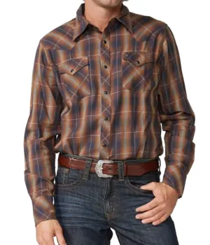 Stetson© Men's Original Rugged Snap Front Western Shirt In Marled Plaid