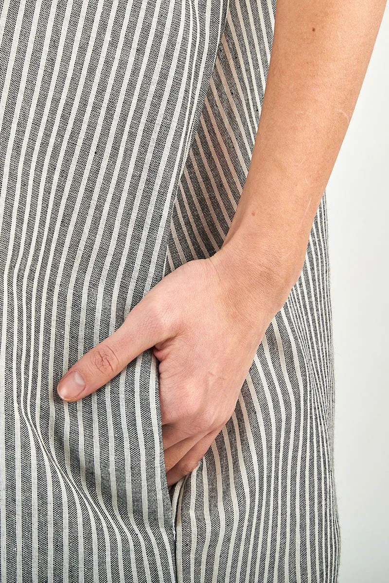 Striped Linen Blend Gauze Shirt Dress