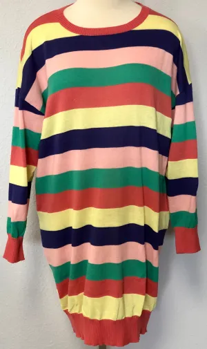 STRIPED LS SWEATER DRESS