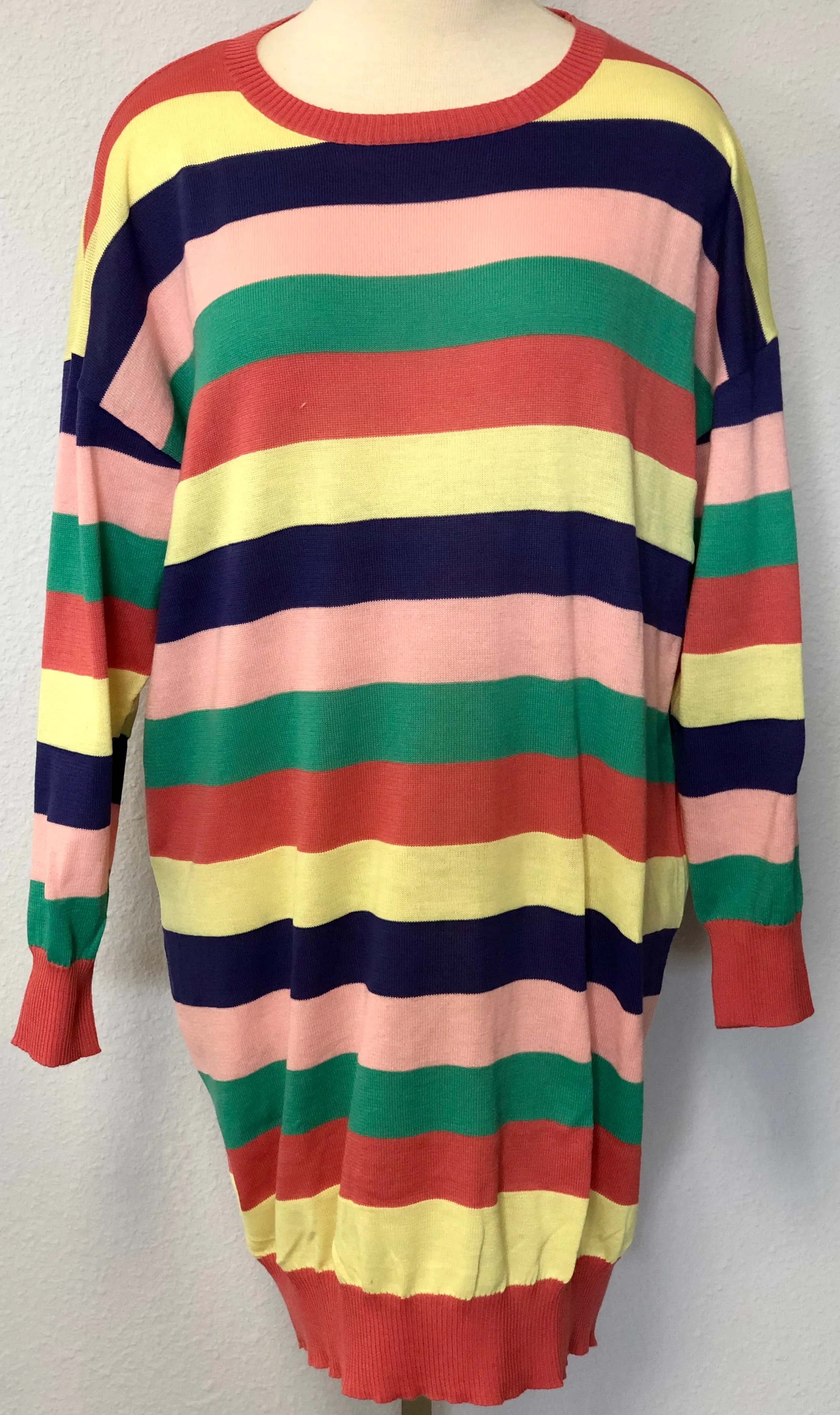 STRIPED LS SWEATER DRESS