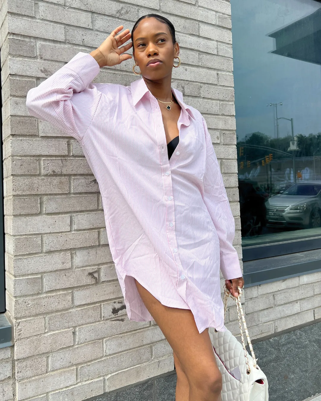 Striped Oversized Shirt Dress
