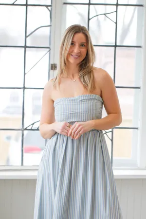 Striped Strapless Maxi Dress
