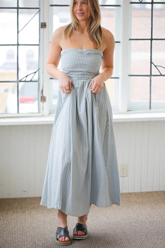 Striped Strapless Maxi Dress