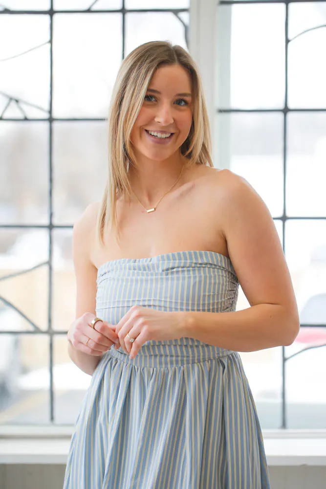 Striped Strapless Maxi Dress