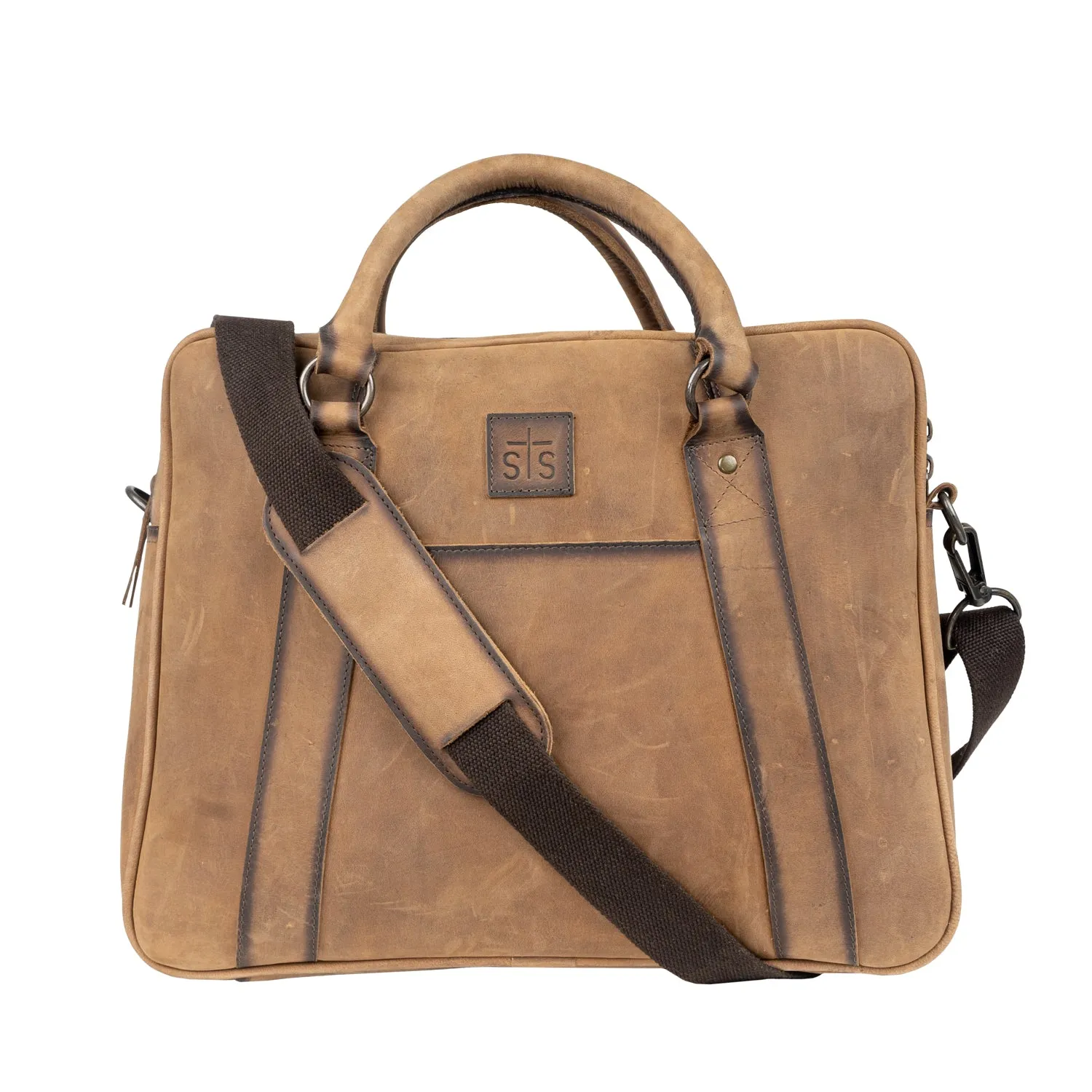 STS Ranchwear Mens Foreman Veg-Tan Leather Briefcase Bag