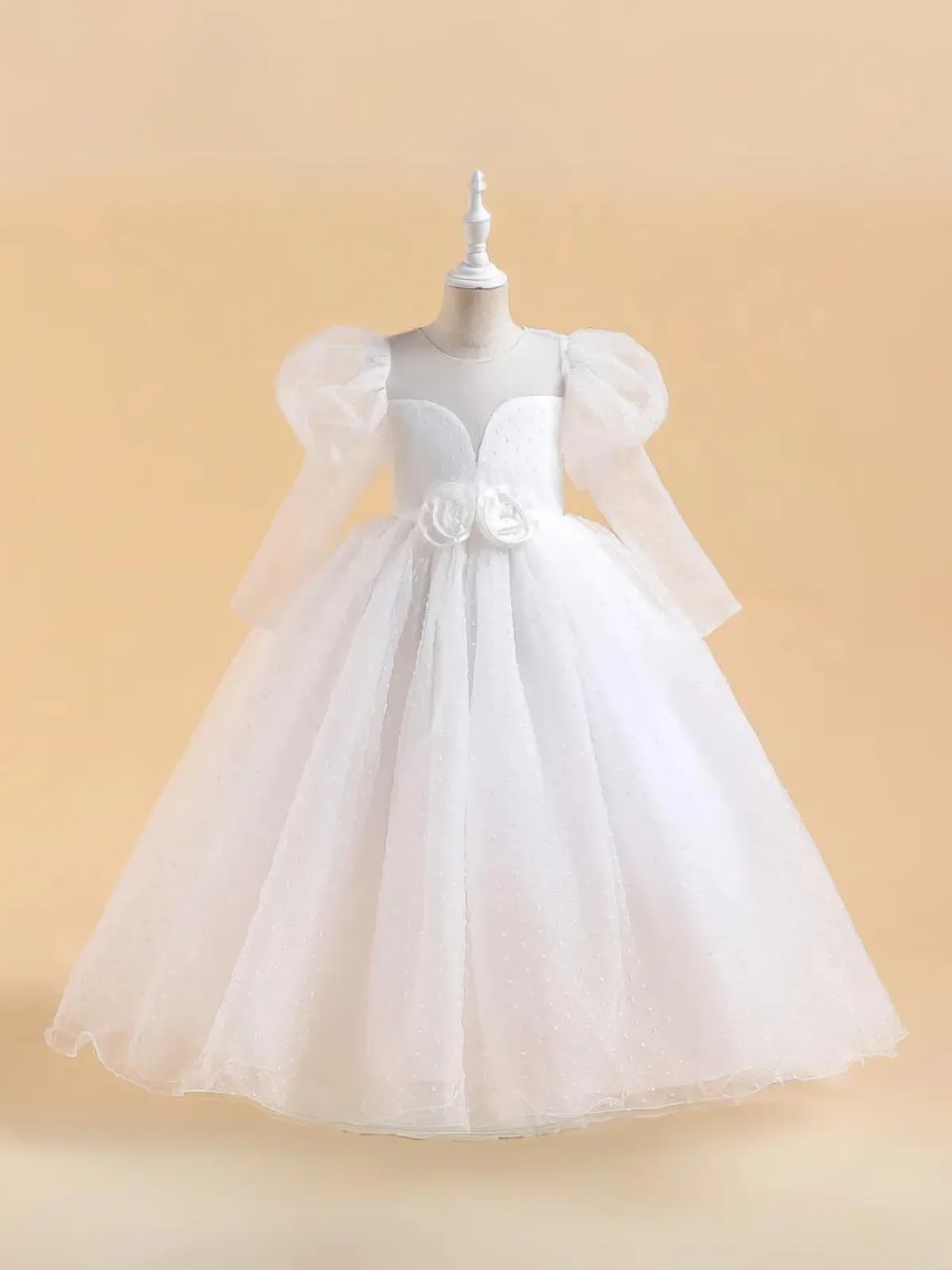 Sweet Sophistication Puff Sleeve Communion Gown