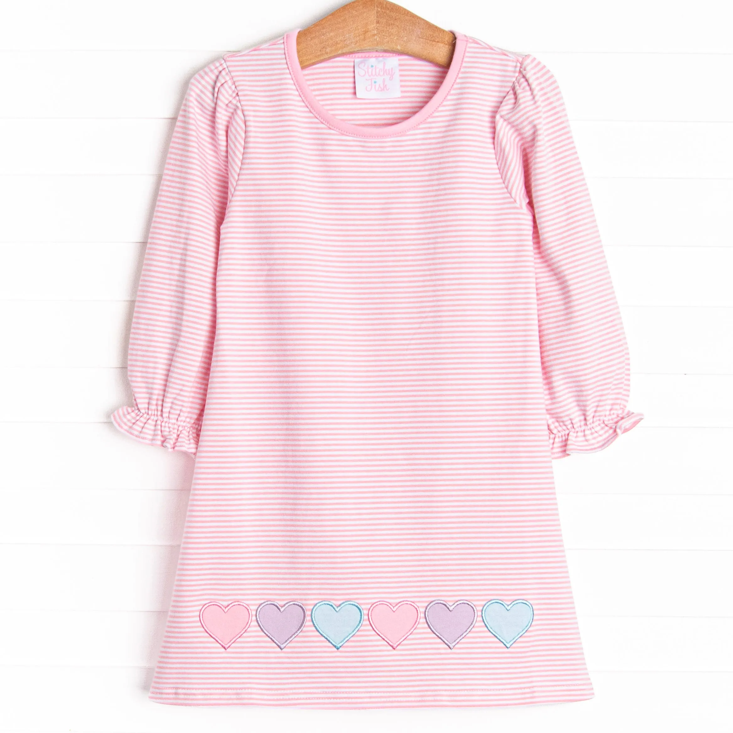 Sweet-tarts and Sweethearts Applique Dress, Pink