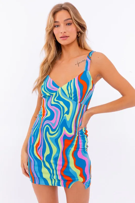Swirl Sleeveless Bodycon Dress