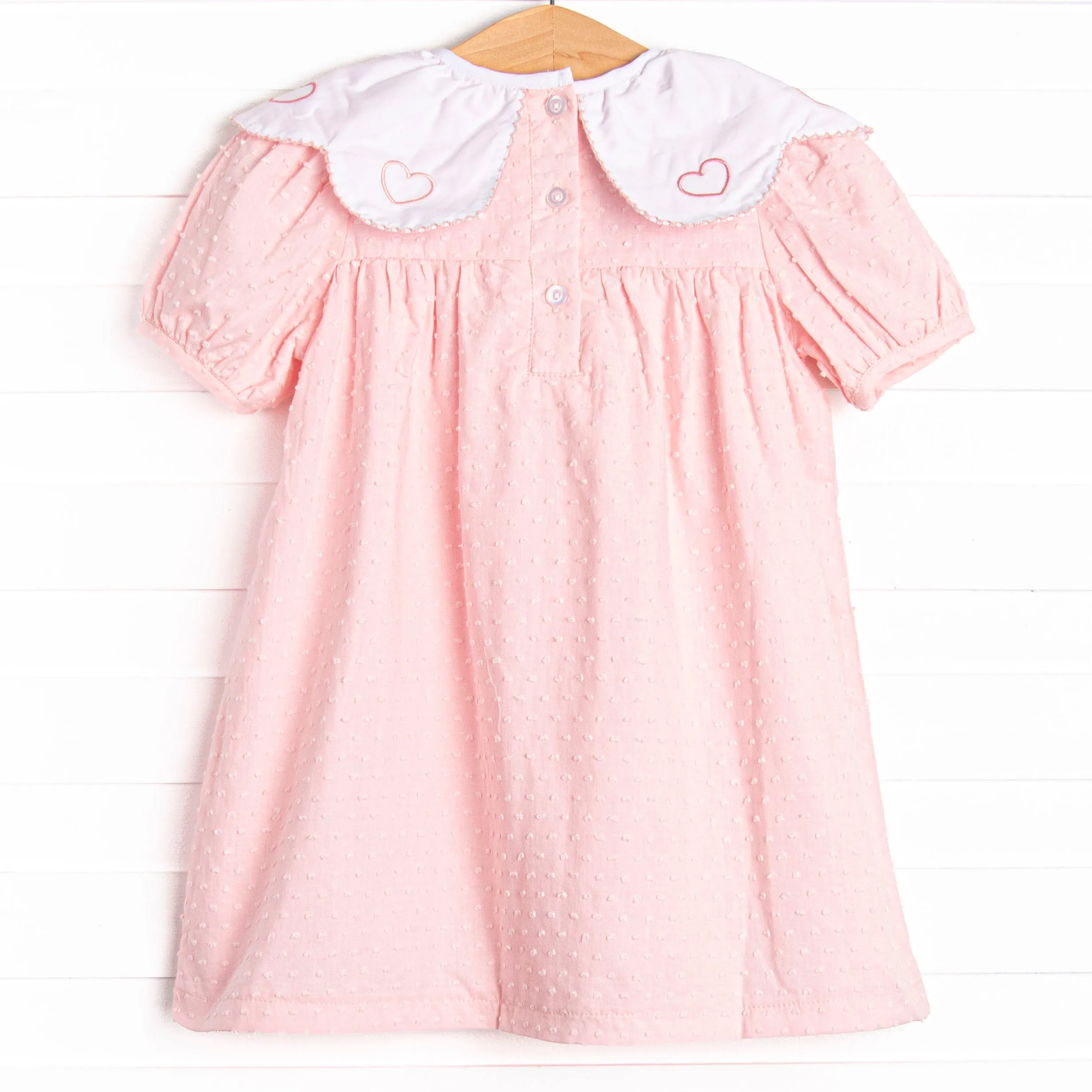Swiss Dot Sweetheart Embroidered Dress, Pink