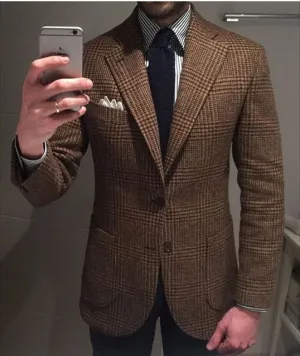 Tailor-Made Men Hoodstooth Suit Plaid Coat
