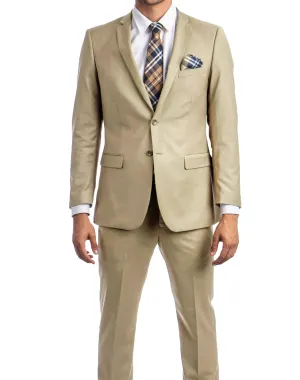 Tazzio Solid Slim Fit Suit - Tan
