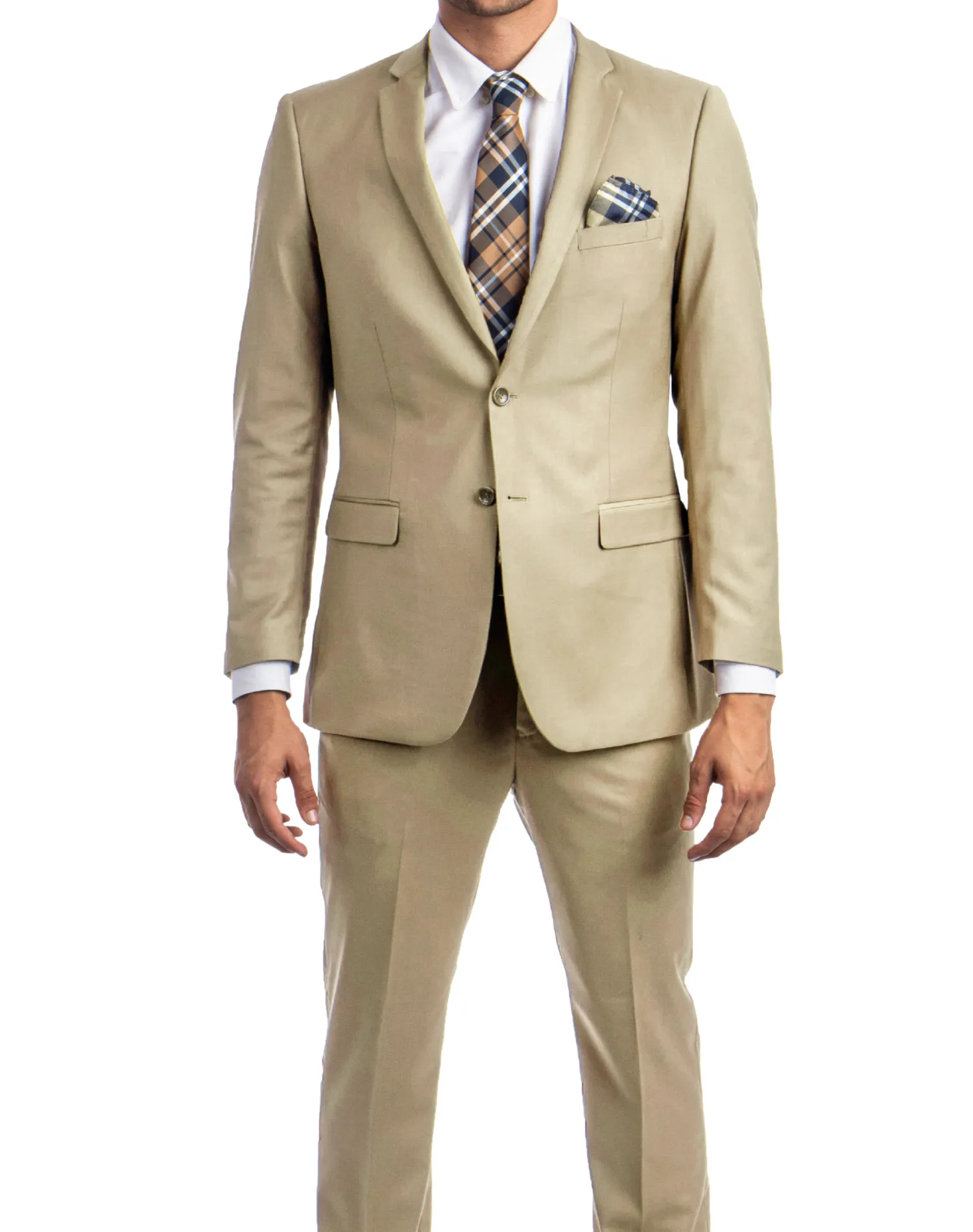 Tazzio Solid Slim Fit Suit - Tan