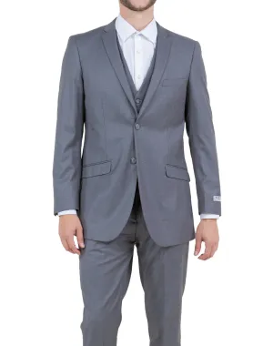 Tazzio Solid Slim Fit Vested Suit - Medium Gray