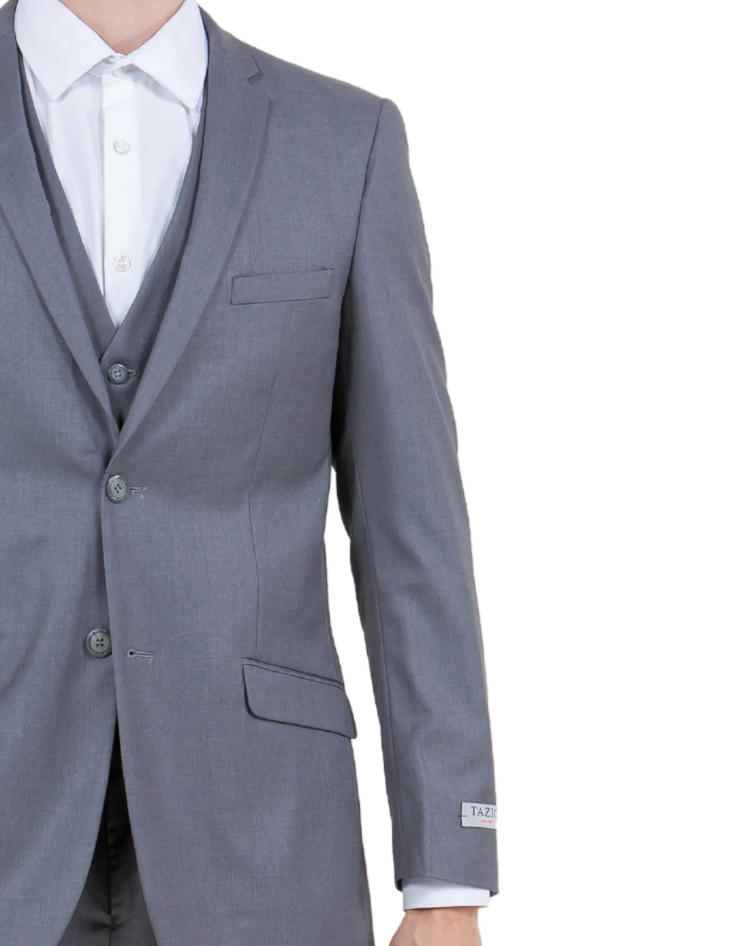 Tazzio Solid Slim Fit Vested Suit - Medium Gray