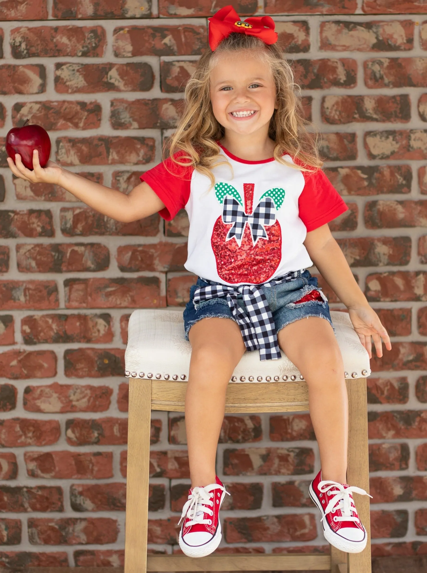 Teacher's Pick Patched Denim Shorts Set