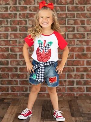 Teacher's Pick Patched Denim Shorts Set