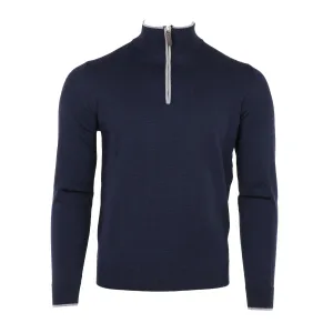 The Hagen Quarter Zip in Navy/Grey