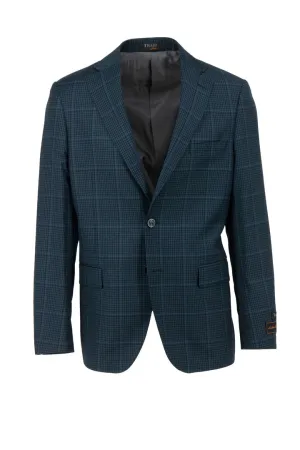 Tiglio Luxe Green and Black Mini Check with Windowpane Dolcetto Modern Fit, Pure Wool Jacket TL3310