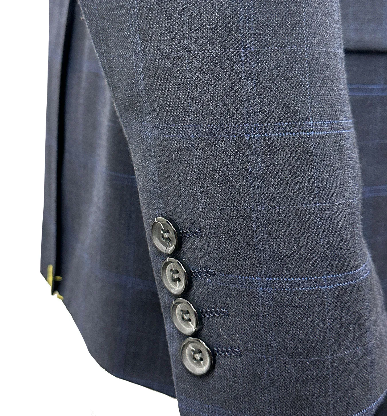 Top Lapel Windowpane Modern Fit Suit - Navy Blue