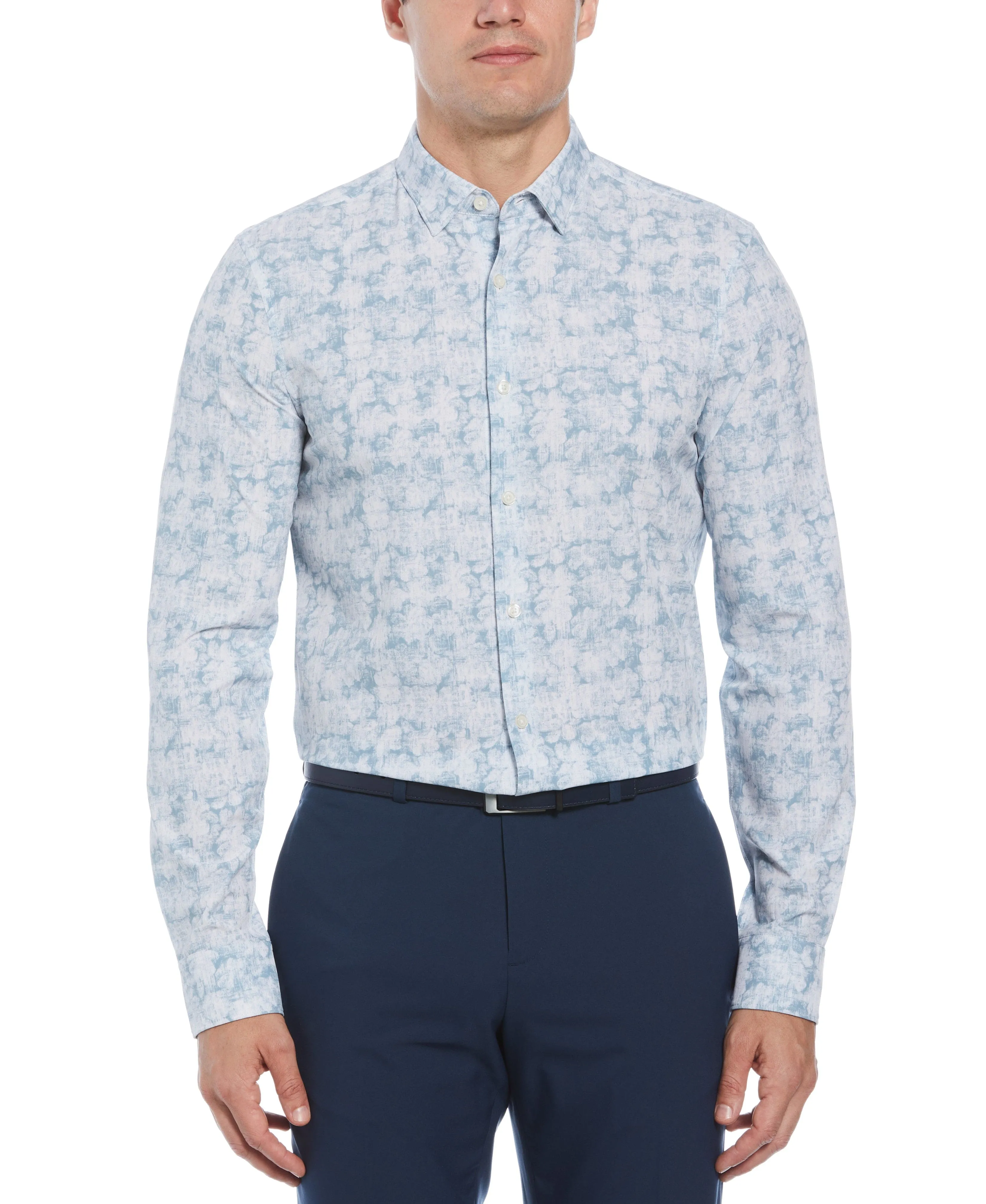 Total Stretch Slim Fit Abstract Floral Print Shirt