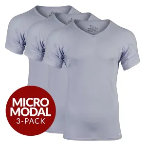 V-Neck Micro Modal Sweat Proof Undershirt For Men - Grey 3-Pack