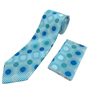 Venturi Vomo Tie and Handkerchief - Marine Polka Dots T3