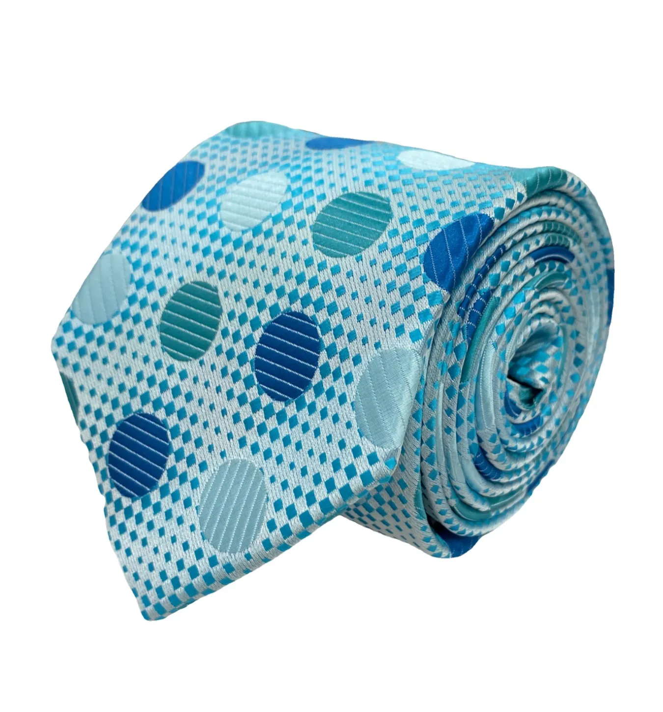 Venturi Vomo Tie and Handkerchief - Marine Polka Dots T3