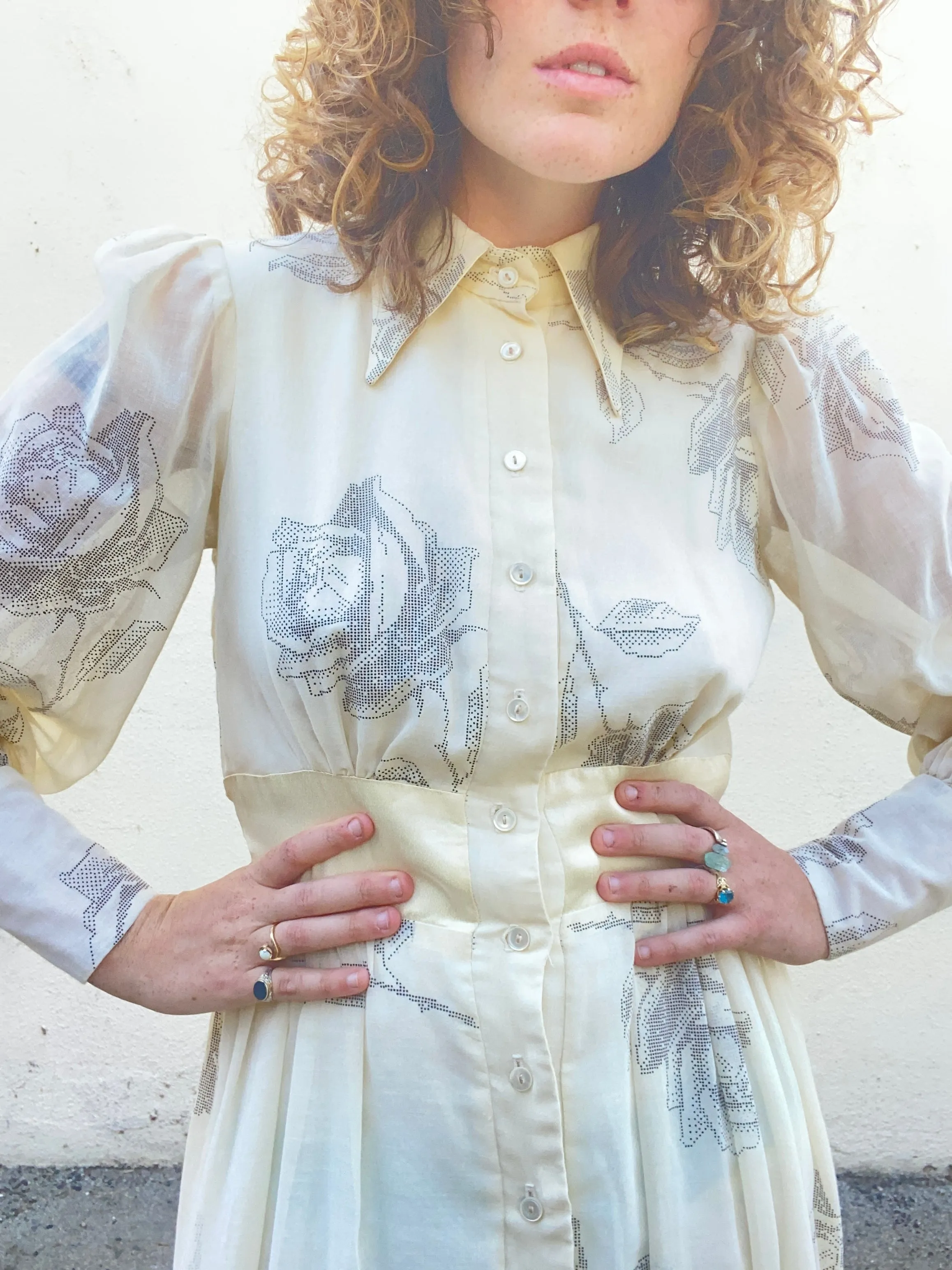 Vintage Gunne Sax Dotted Floral Pattern Dress