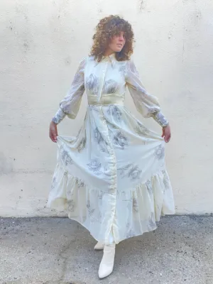 Vintage Gunne Sax Dotted Floral Pattern Dress